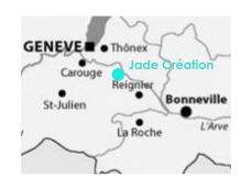 Situation de l'atelier d'abat jour Jade creation en Haute Savoie, près de Genève, Annemasse, Annecy, La Roche sur Foron, Thonon, Evian, Sallanches, Aix les Bains, Chambéry, Pays de Gex